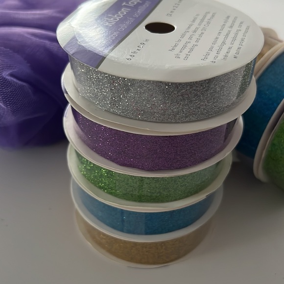 5 pcs Adhesive Glitter Ribbon Tape 6.6 ft x 0.9" in (2m x 2.2 cm) / Roll - Picture 6 of 8